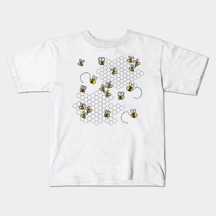 Cute bees flying around Honeycomb Kids T-Shirt